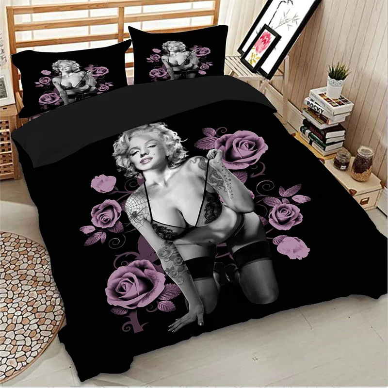 Sexy 3d Marilyn Monroe juego de Cama funda de Edredón de Cama Conjunto Camas queen king size textiles para el hogar 1