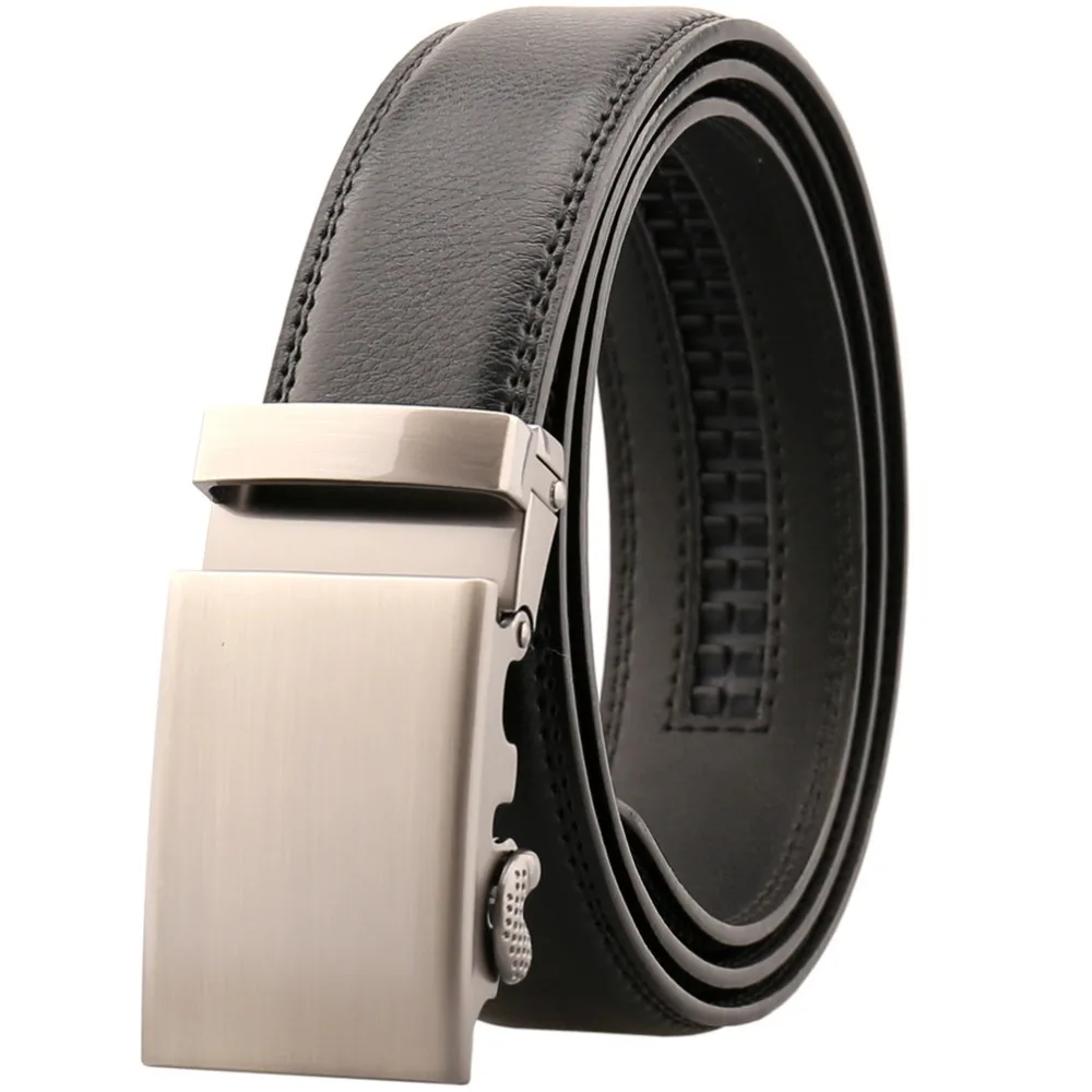 CETIRI de la vendimia de la correa de metal automático hebilla de cuero de alta calidad genuina cinturones para hombres masculinos de la marca hebilla de trinquete cinturones 110-130 cm 1