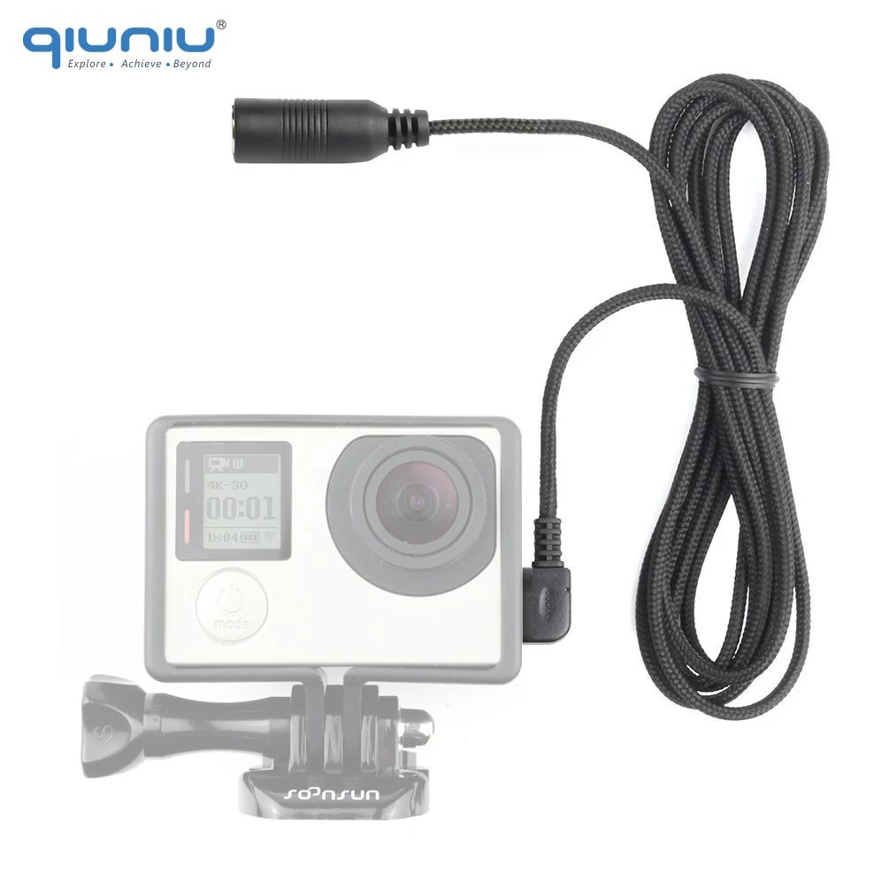 QIUNIU Mini Micrófono USB Adaptador de Micrófono de Cable de Transferencia de 3,5 mm para Micrófono Externo para GoPro Hero 3 3+ 4 para Go Pro Accesorios 1