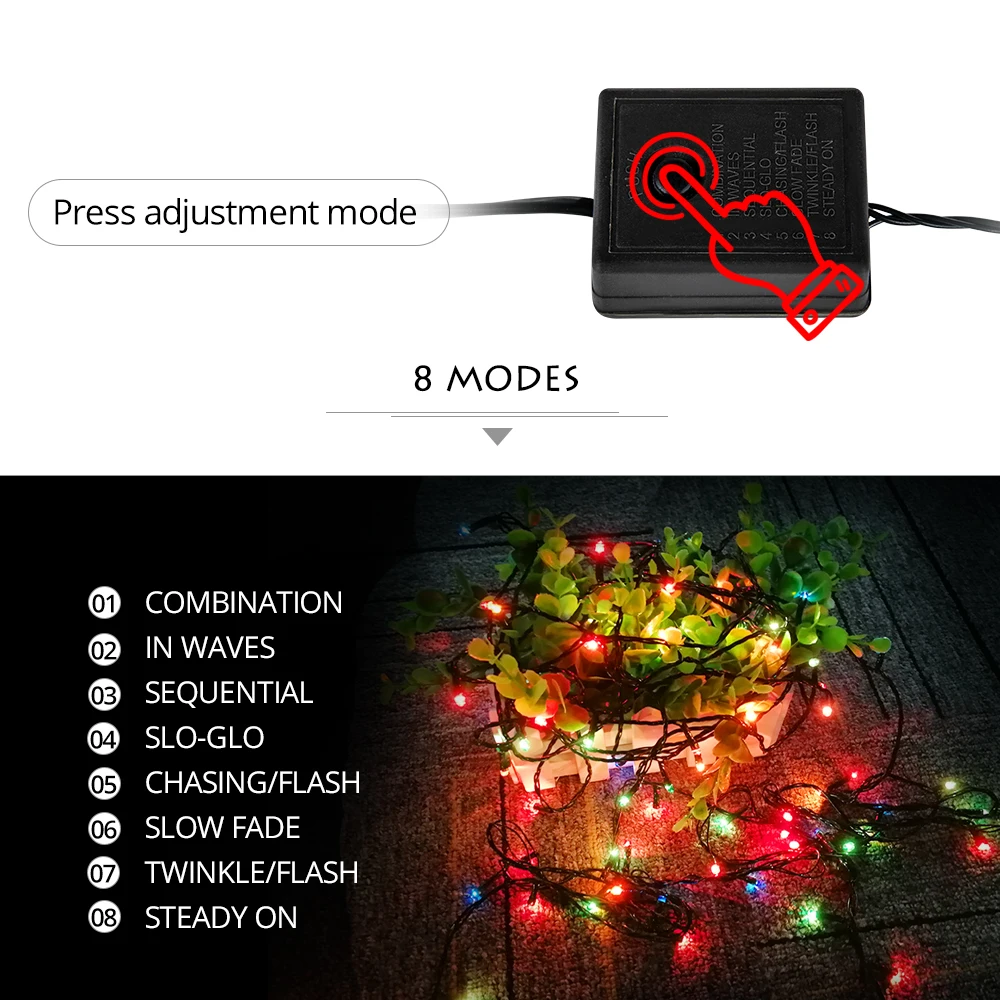 10M Guirnalda de Luces de Navidad RGB LED Cadena de Luz de Interior al aire libre de Navidad Decoración del Árbol de 100 LEDs Impermeable de Vacaciones Luces de Hadas 1