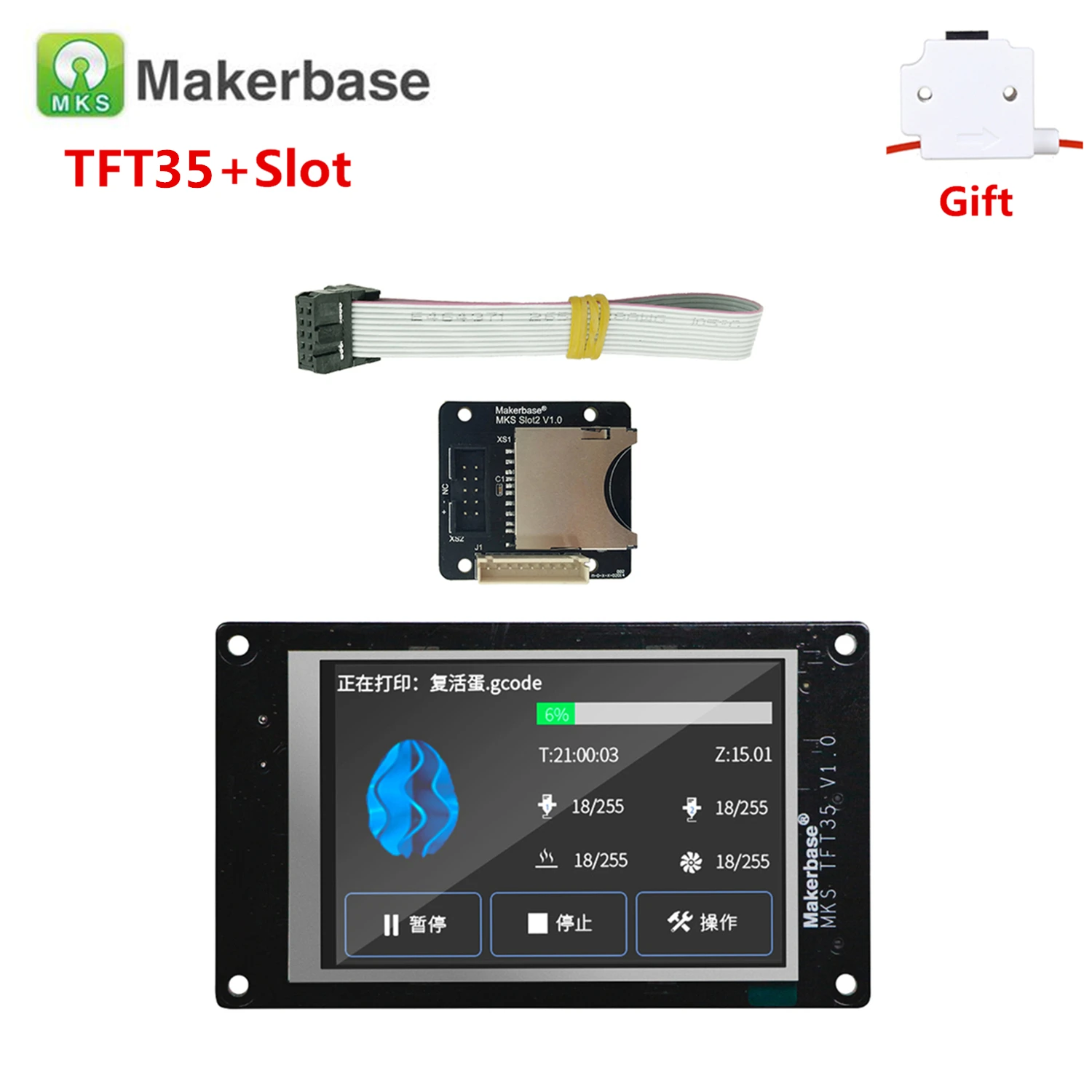 Impresora 3d de visualización de suministros MKS TFT35 V1.0 pantalla táctil TFT de 3.5 + MKS Slot2 de expansión de la tarjeta SD del lector de pantalla 3,5 pulgadas para SKR V1.3 1