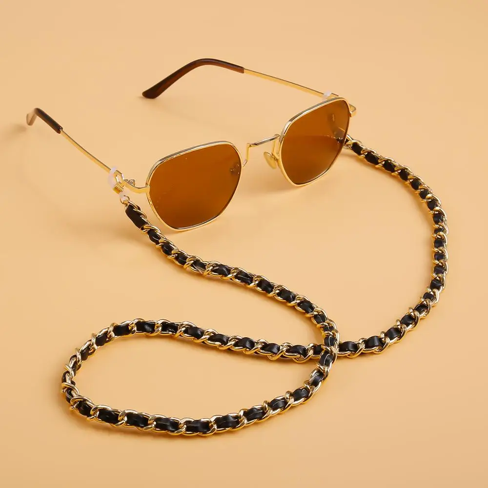 SHIXIN Negro de Franela Cruz de la Cadena de Gafas de Titular 2020 de la Moda Gafas de sol/Gafas de Cadenas para las Mujeres de Encaje Gafas Espectáculo de la Médula 1