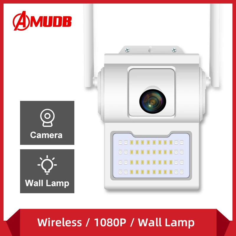 AMUDB Reflector al aire libre de la Casa de Seguridad de la Cámara 1080P 2.4 G WiFi Cámara de Visión Nocturna con LED Sensor de Movimiento de la Pared la Luz de la Cámara 1