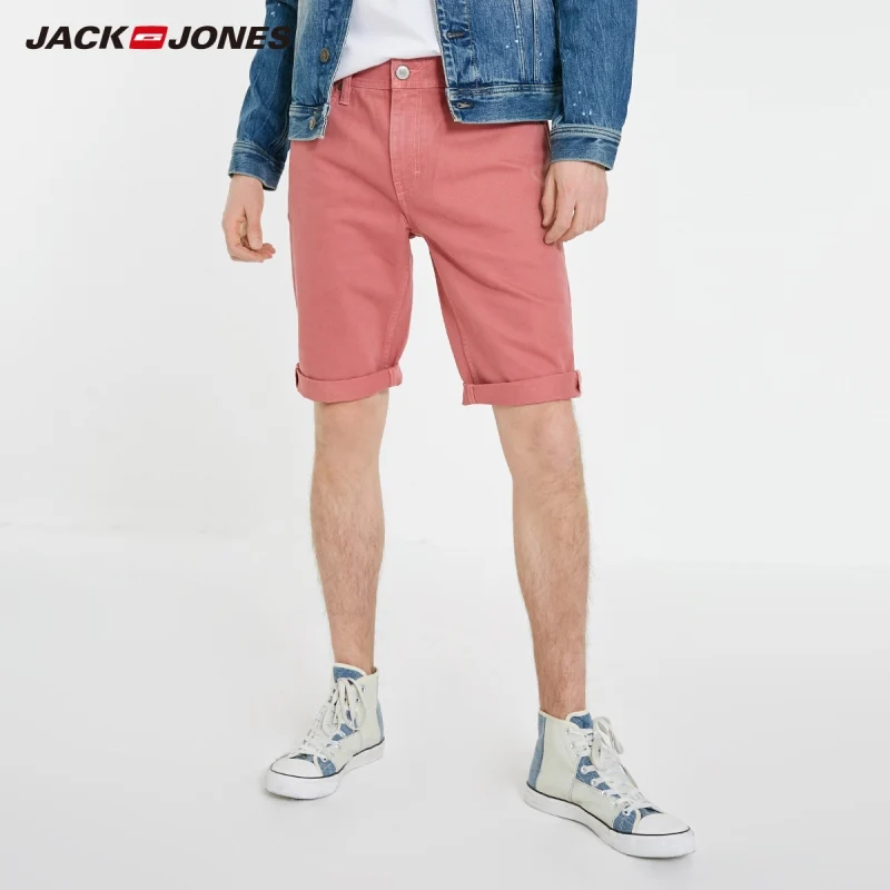 JackJones de los Hombres de Algodón de color Rosa Estilo Denim Shorts| 219143505 1