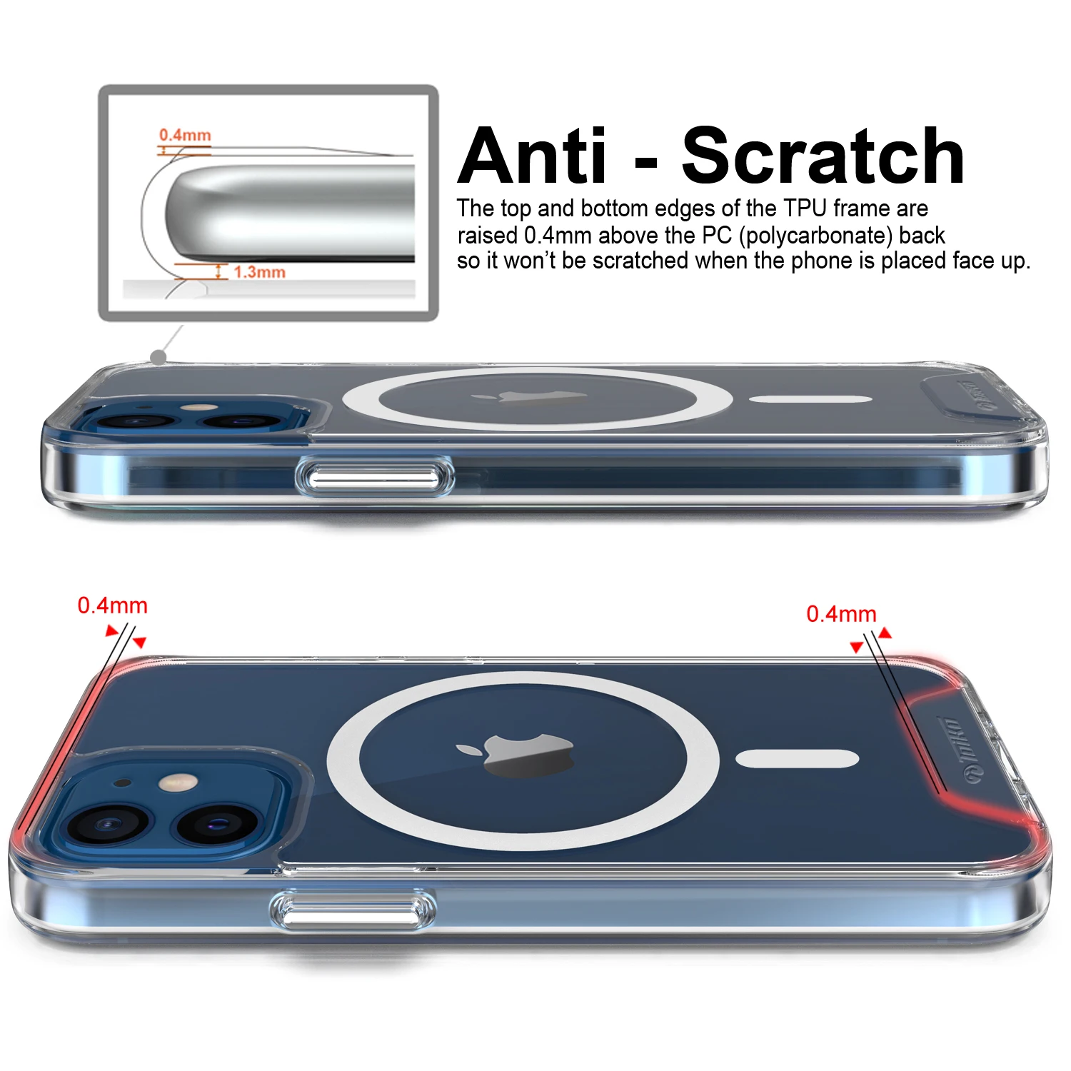 TOIKO Claro Magnético de la Cubierta para el iPhone 12 Pro Max 12 Mini para Magsafe de Carga Inalámbrica a prueba de Golpes Caso de Protección PC TPU Shell 1