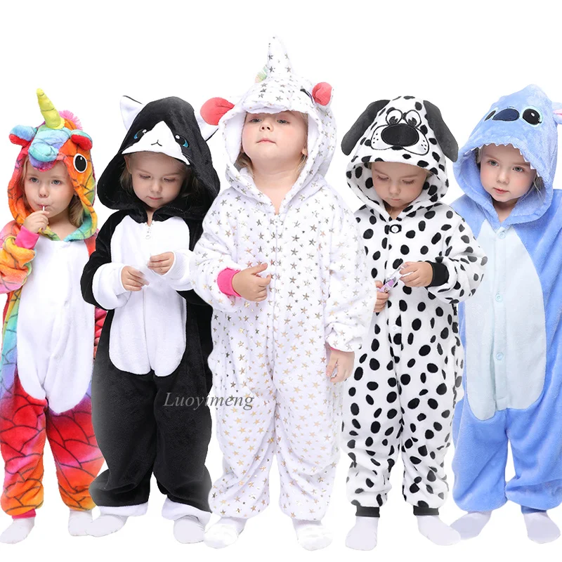 Kigurumi los Pijamas para Niños, Para Niñas Niños Unicornio ropa de dormir Flannle Niños Puntada Mamelucos Animal Pijamas Traje de Invierno Trajes de Gato 1