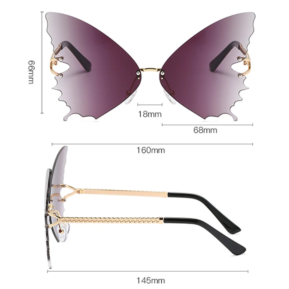 Kachawoo gafas de sol de moda las mujeres de la forma de la mariposa azul púrpura montura gafas de sol para damas degradado lente regalo hembra 1