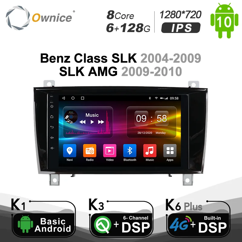 6G+128 GB Ownice Android10.0 IPS de DVD del COCHE para el Benz Clase SLK 2004-2009/SLK AMG 2009 - 2010 Octa Core DSP 4G LTE SPDIF 1280*720 1
