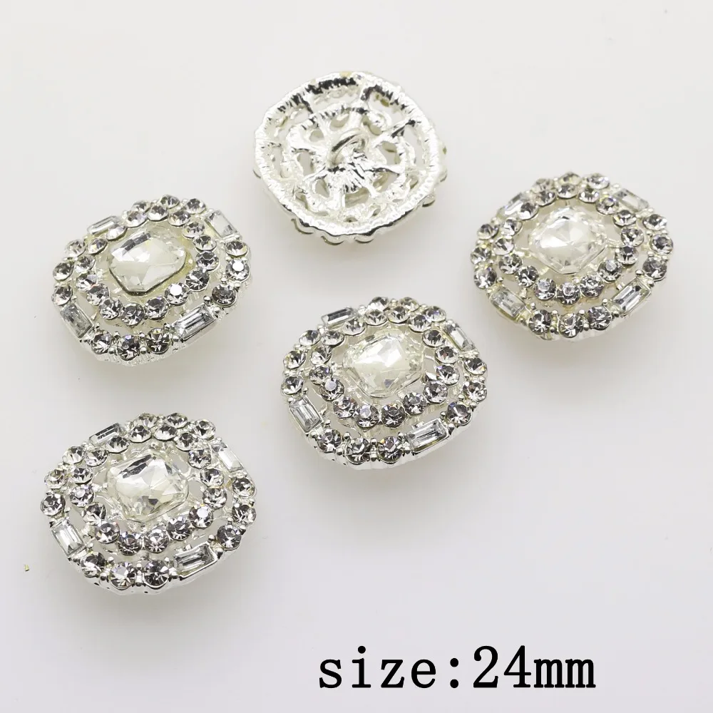 YWXINXI Nueva Caliente 10Pcs 24mm cuadrado de la aleación de Bricolaje Accesorios de la joyería de diamantes de Imitación de Pedestal Adornos de Tapas de la boda Decoración 1