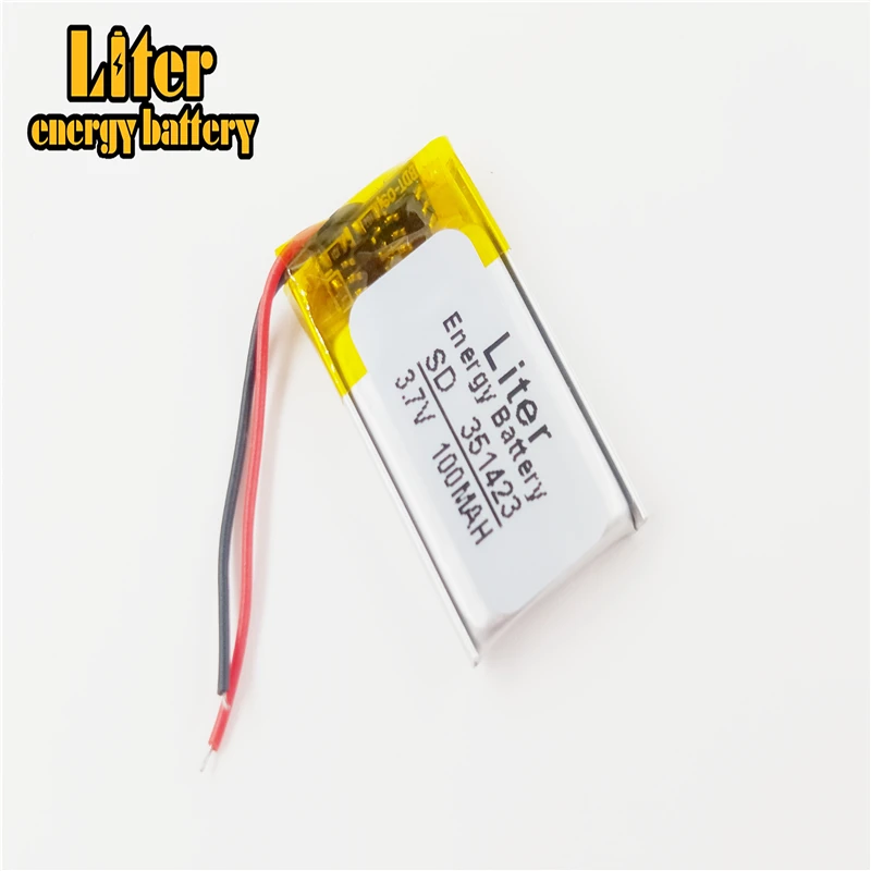 3.7 V batería de litio del polímero 351423 100MAH MP3 electrónica tabla auricular auricular Bluetooth 1