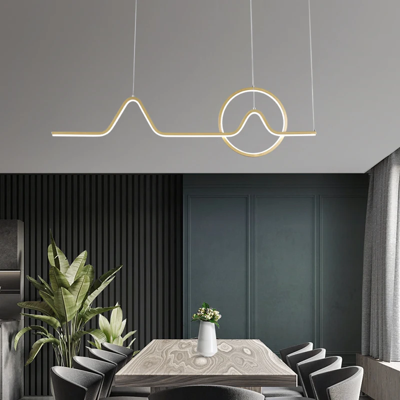 Colgante Luces LED de la barra de Cocinas Comedor sala de estar de Aluminio de Onda de la Médula Pendadnt Luces de Oro Cuadrado Negro ciecle la iluminación de la casa 1