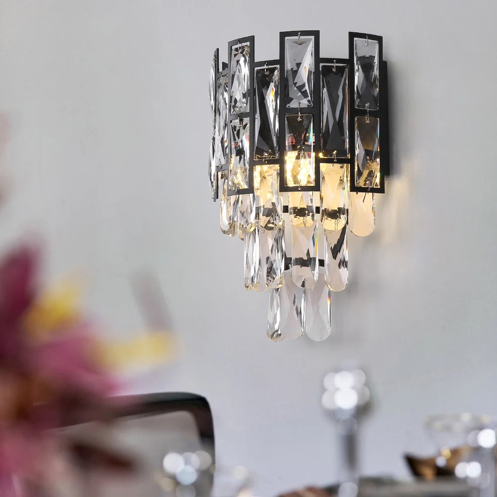 American pared de cristal de la luz de black metal de diseño de decoración de interiores led lámpara de pared lámparas de mesilla espejo del baño de luz 1
