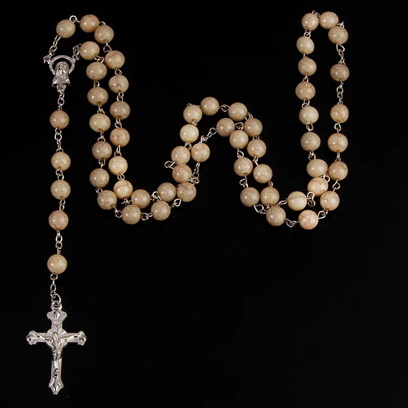 8mm rosario multicolor de perlas de cristal collar, suave bolas de cerámica collar, María rosario. 48 piezas 1