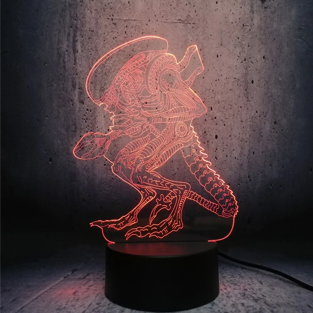 La acción de la Película Alien vs Predator Prometheus 3D USB LED Lámpara de 7 Colores Cambio de Luz de la Noche Extraño Monstruo Alienígena de la lámpara de escritorio decoración 1