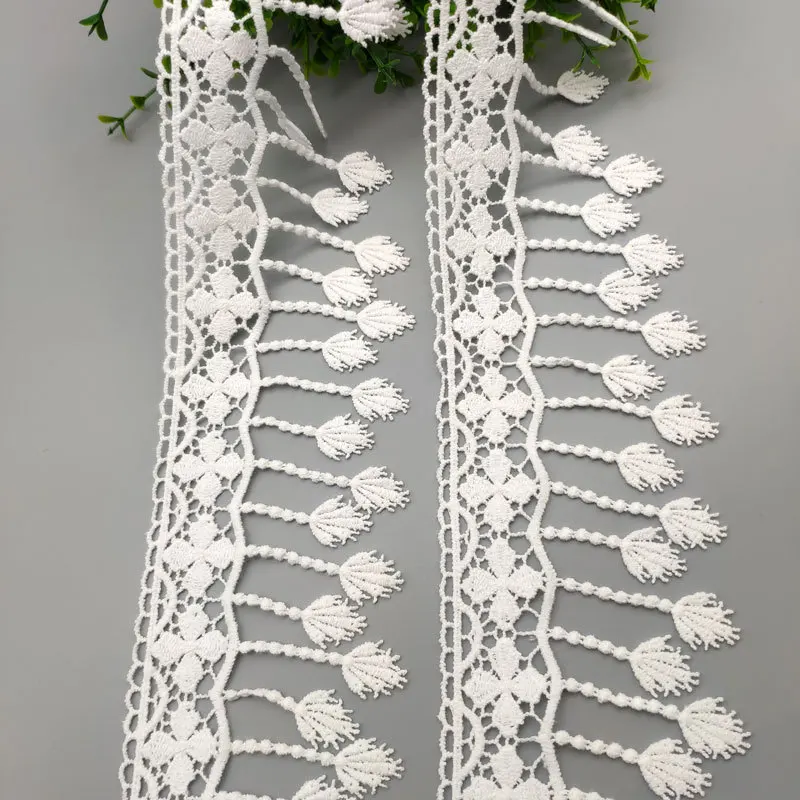 8cm*2yards bordado de la flor de Algodón con flecos ribetes de encaje de la boda vestido de disoluble en Agua de encaje adornos para la ropa 1