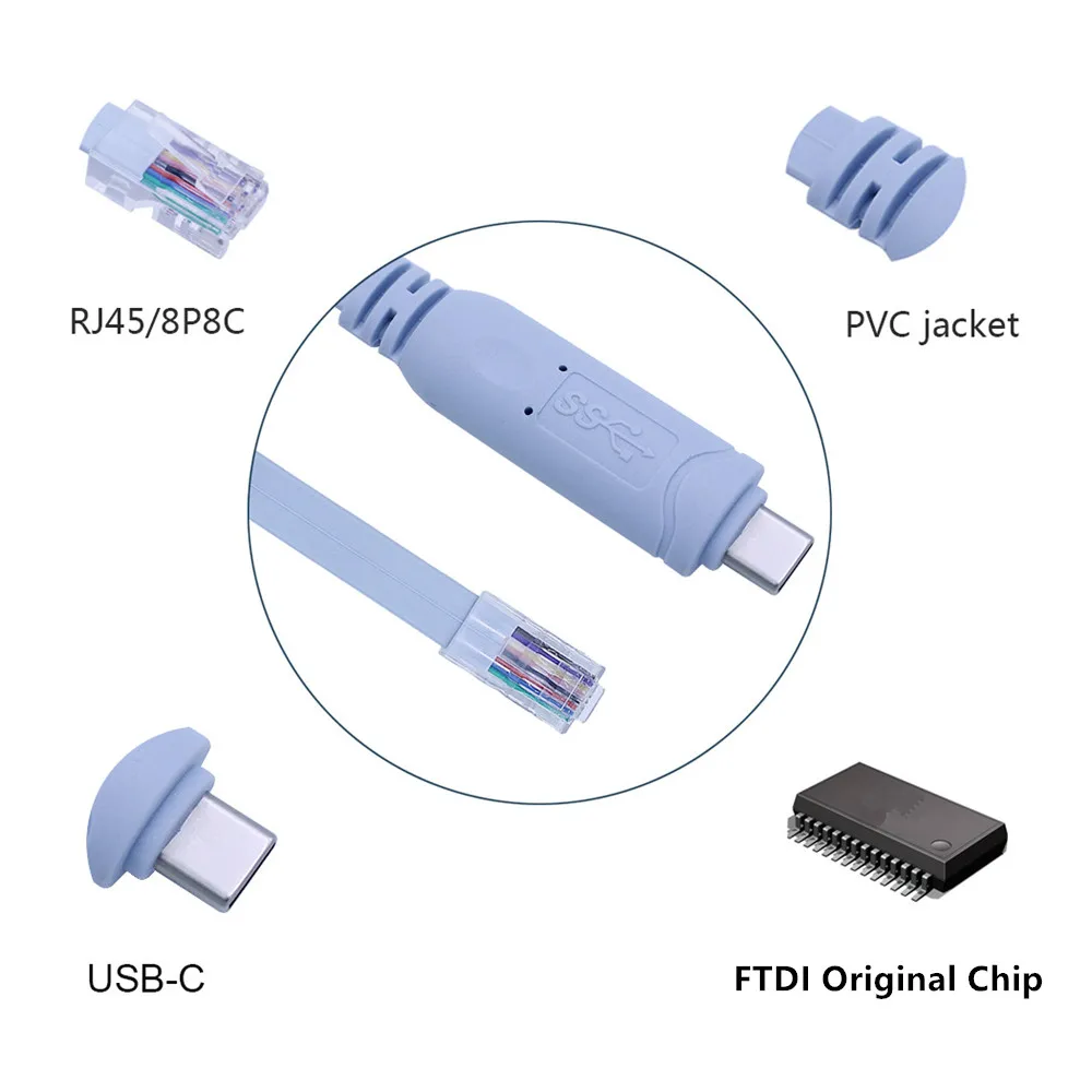 USB RJ45 Consola Cable Serie RS232 FTDI Originales Importados Tipo de Chip-C 3.1 Cable RJ45 Para Router Cisco Conmutador de Cables de Extensión 1