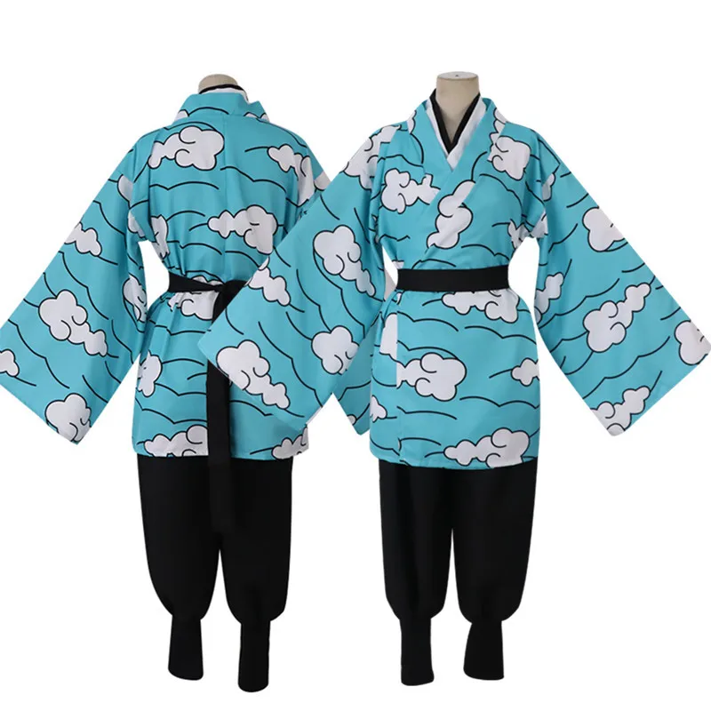 Anime demon slayer kimetsu no yaiba kamado tanjirou urokodaki sakonji traje de cosplay cielo azul kimono uniforme traje de helloween 1
