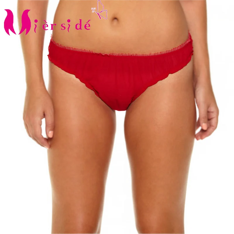 Mierside ZB0034 Mujer Sexy Gasa de color Rojo Panty Cómodo G-string Señoras lingerie 2pieces lote/S/M/L/XL/XXL/3XL/4XL 1