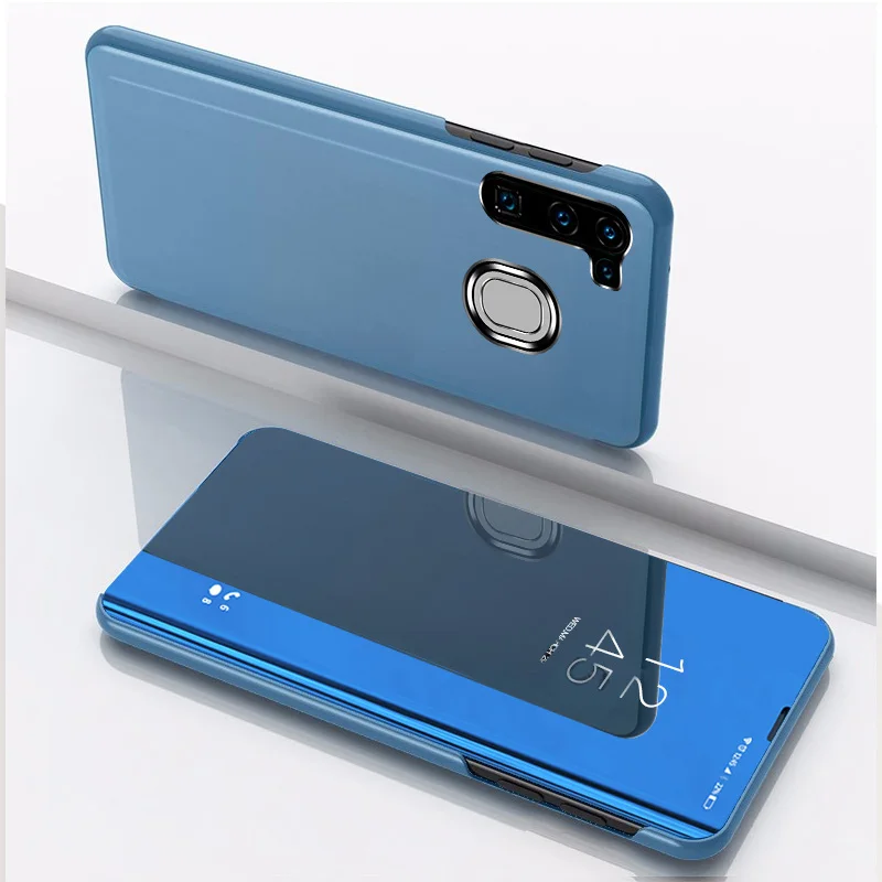 De Lujo Espejo De La Vista Smart Flip Case Para Samsung Galaxy A21 De Pie Cromo Cubierta 1