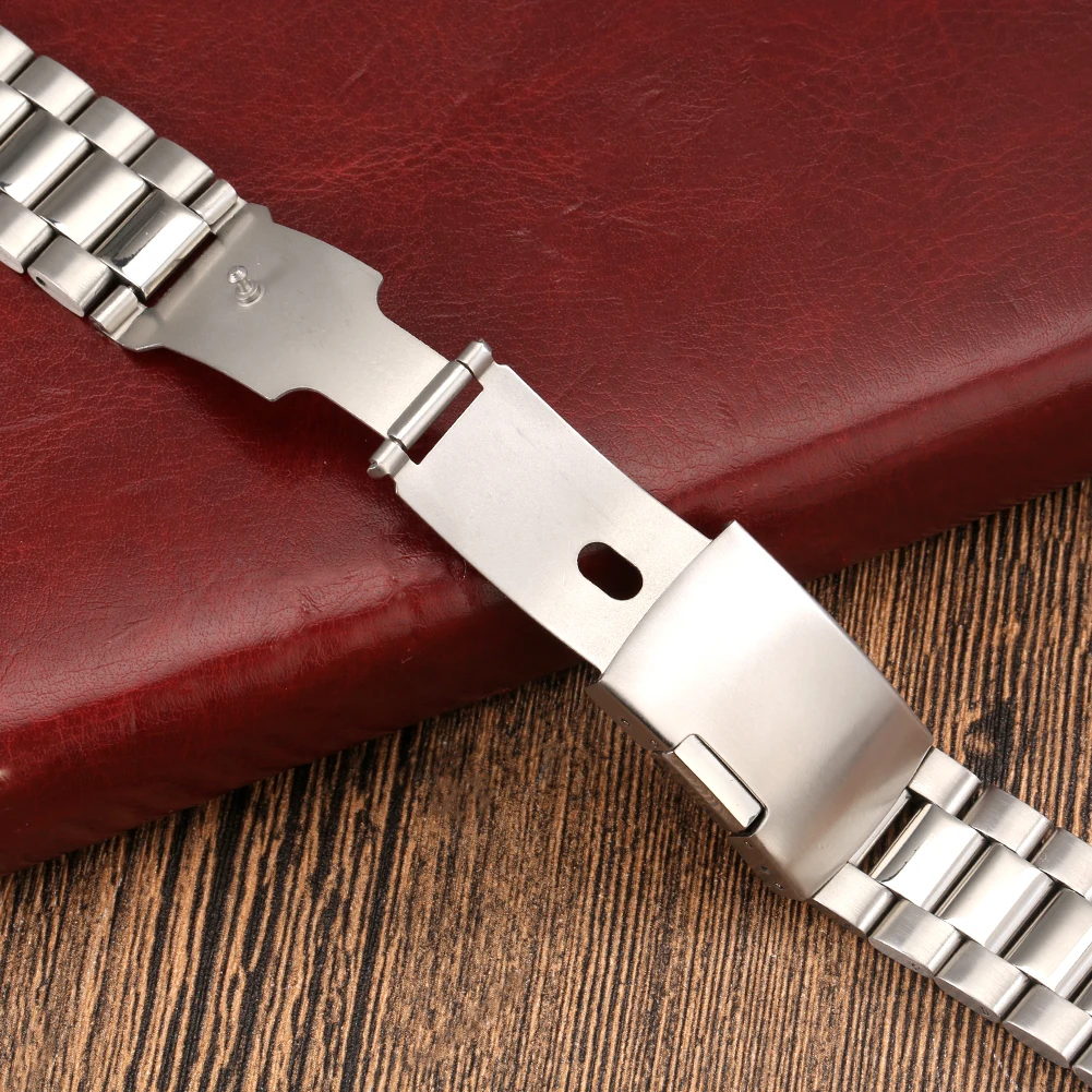 Reloj de Acero inoxidable Correa de Extremo Curvo de 18mm 20mm 22mm Negro Plata para Hombre de Lujo de Reemplazo de Metal de la Correa de reloj de Pulsera de los Accesorios 1