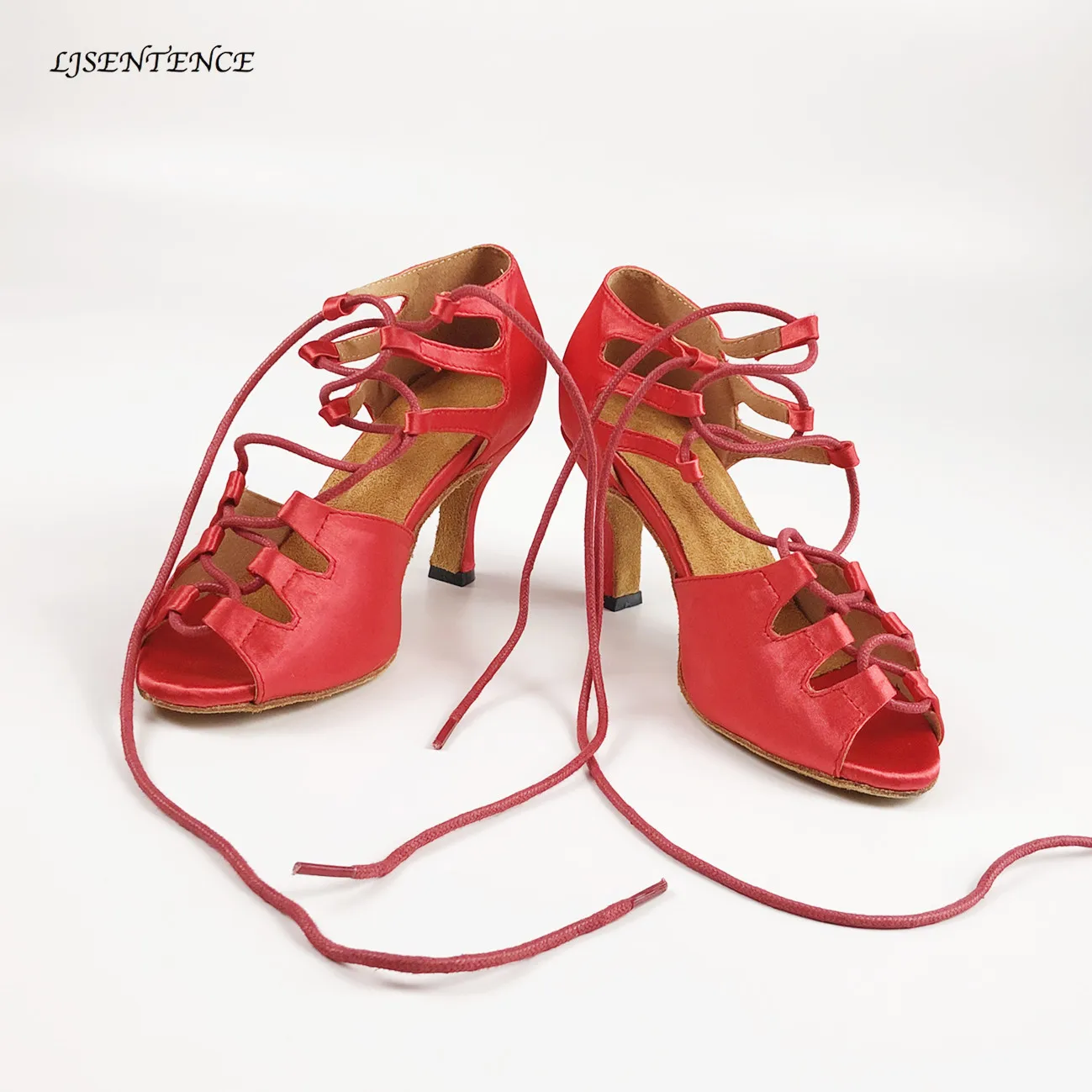 Sexy Hot Latin dance rojo zapatillas de raso de la sala de baile de Salsa, Jazz, Bachata, Kizomba danza de la mujer de 7cm de alto/medio/bajo de la altura de los tacones de los zapatos 1