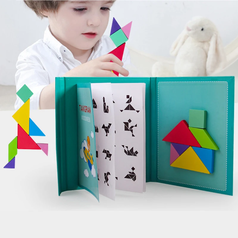 Magnético 3D Rompecabezas de Rompecabezas de Tangram Juego Montessori de Educación de Dibujo Juegos de mesa de Juguete de Regalo para los Niños del Cerebro se Burlan de 1