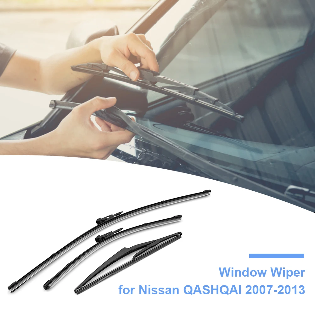 Delantero + Trasero Limpiaparabrisas al aire libre Anti-resistencia a la Reparación de aspas 24 16 12 pulgadas Piezas para Nissan Qashqai 07-13 1