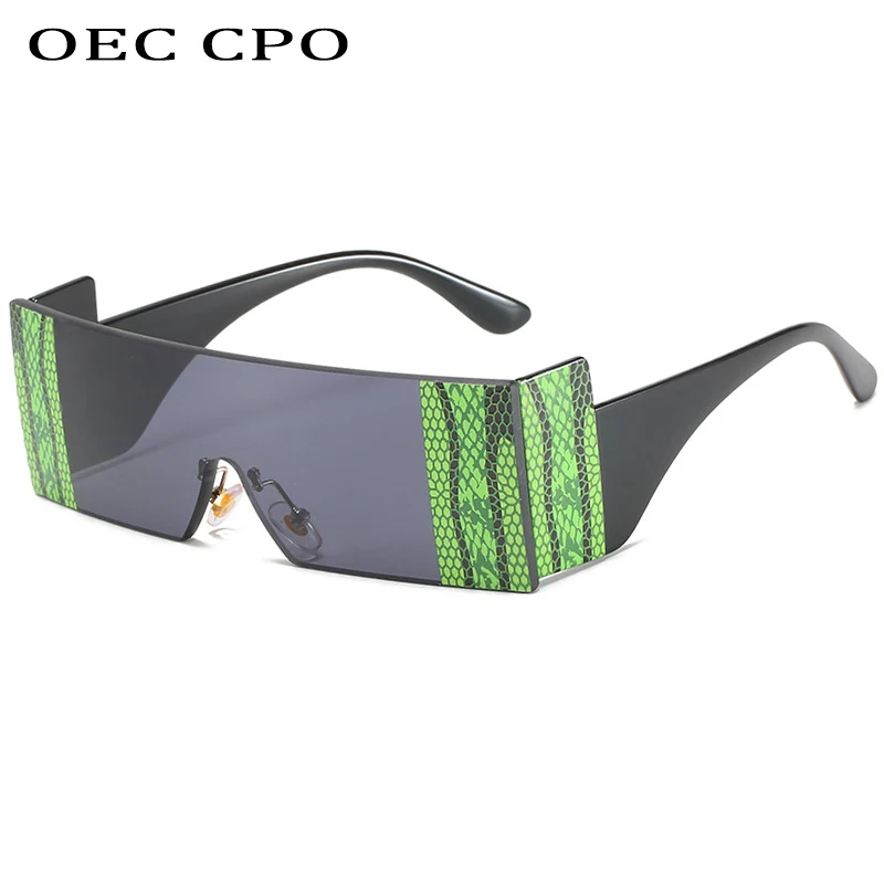 OEC CPO de gran tamaño del Rectángulo de Gafas de sol de las Mujeres de la Marca de Moda de Una Pieza Cuadrada de Gafas de Sol para los Hombres Gafas Tonos UV400 O592 1