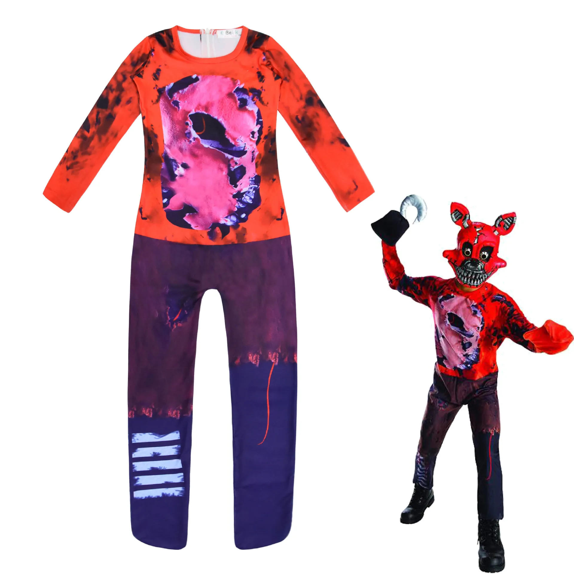 2021 Nuevos disfraces de Halloween para Niños Niños Niñas de Cinco Noches En Freddy de la Pesadilla de Freddy Horror Monos + Máscara Divertida Ropa 1