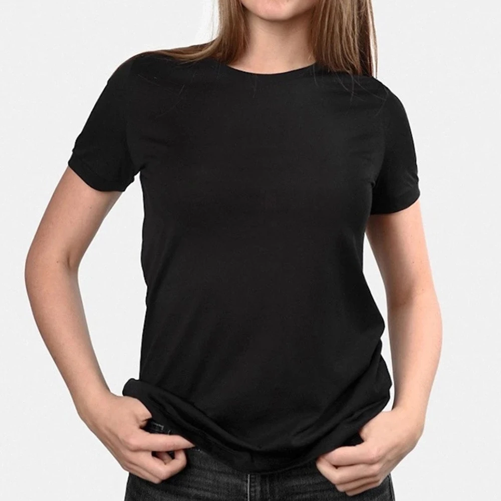 Ropa Mujer de color Sólido Nueva camiseta de las Mujeres Estética Streetwear T-shirt Exquisita Transpirable Casual Cuello Redondo Azul Oscuro, Camiseta 1