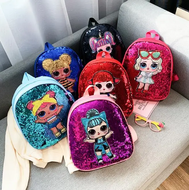 LOL muñecas mochila bolsa de la Escuela de los Niños Lindos de la Bolsa de Brillo de la Bolsa de Impresión de dibujos animados de Anime Lindo Mochila de los niños Kindergarte 1