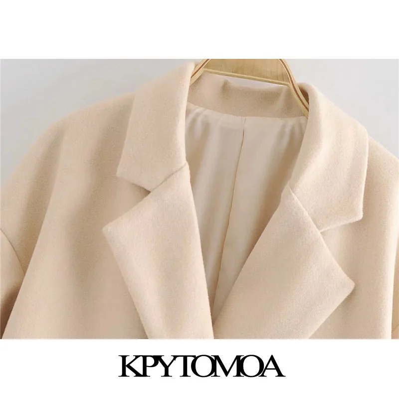 KPYTOMOA Mujeres 2020 de la Moda de Doble Botonadura Suelto Abrigo de Lana Vintage de Manga Larga Bolsillos de Mujer ropa de Abrigo Elegante Abrigo 1