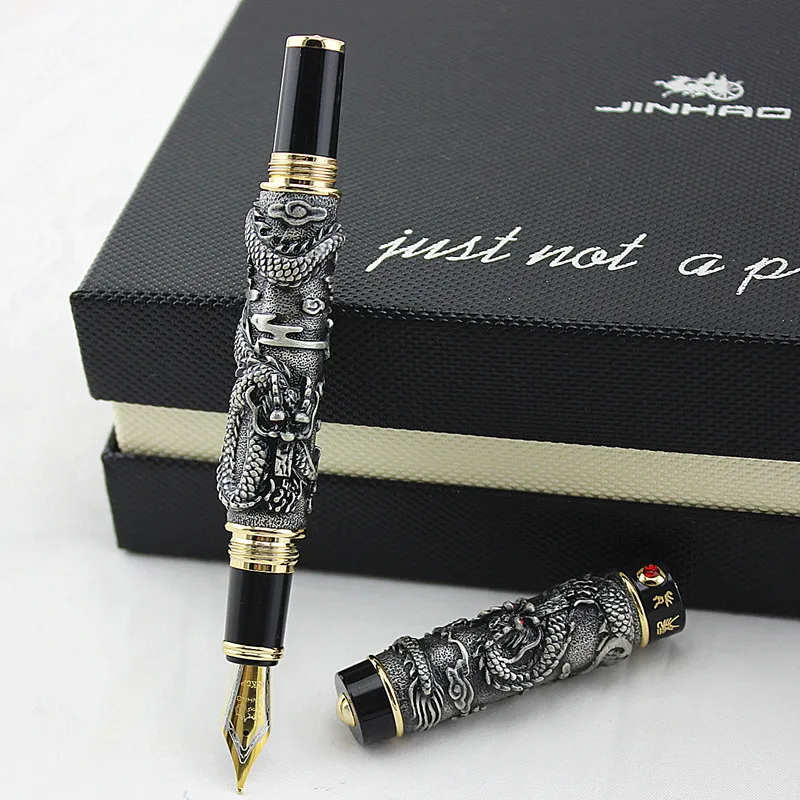 Alta Calidad de Lujo JinHao Dragón Pluma Vintage de 0,5 MM de la Plumilla Tinta de Bolígrafos para Escribir Suministros de Oficina papelería caneta tinteiro 1
