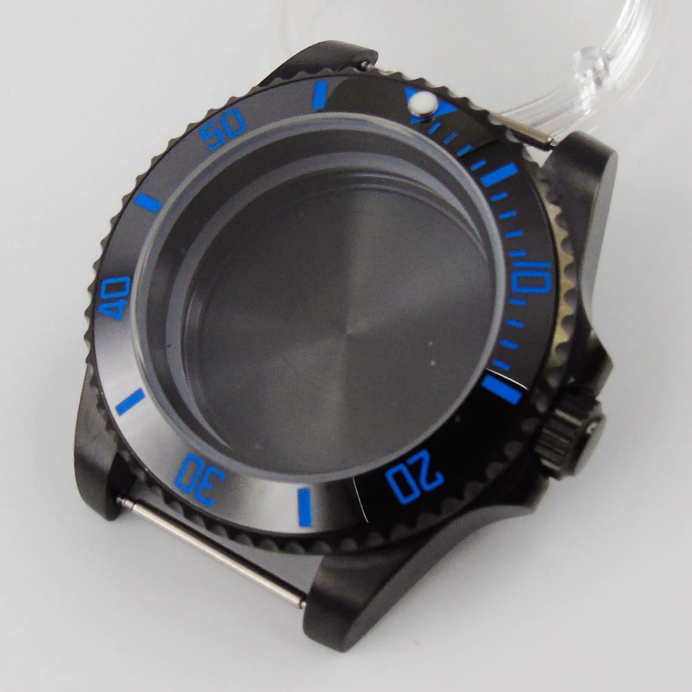 La caja del reloj de 40mm Negro PVD cristal de Zafiro de los Hombres de la caja del Reloj de Ajuste NH35 NH35A NH36 Movimiento Automático 1