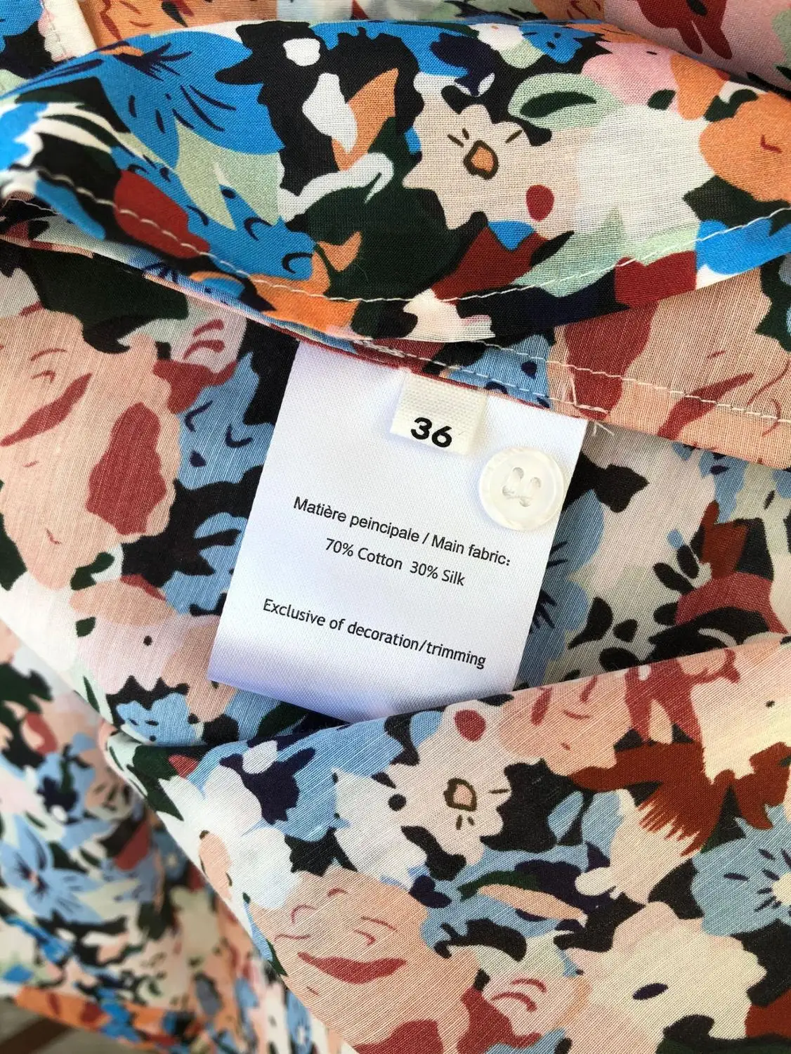 Las mujeres de la Impresión Floral de Manga Larga de la Camisa de Seda de Algodón Romántico francés Gire hacia abajo de Collar Casual Blusa de 2020 Principios de la Primavera 1