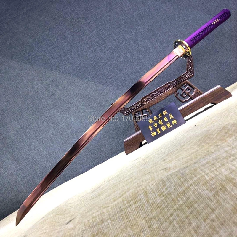 De La Mano De Forja Completo De La Espiga Acero De Alto Carbono De Color Púrpura Cuchilla Afilada Para La Batalla Samurai Japonés Espada Katana Casa Bonita De Decorar O Regalar 1
