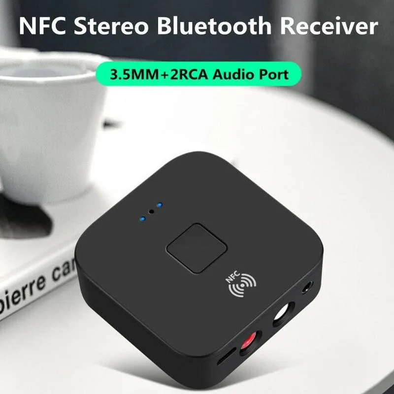 Auto Receptor Bluetooth 5.0 aptX LL AAC Jack de 3,5 mm Aux Adaptador de Coche de Audio Estéreo Para TV Mic Música NFC Altavoz con conexión Inalámbrica a S0J3 1