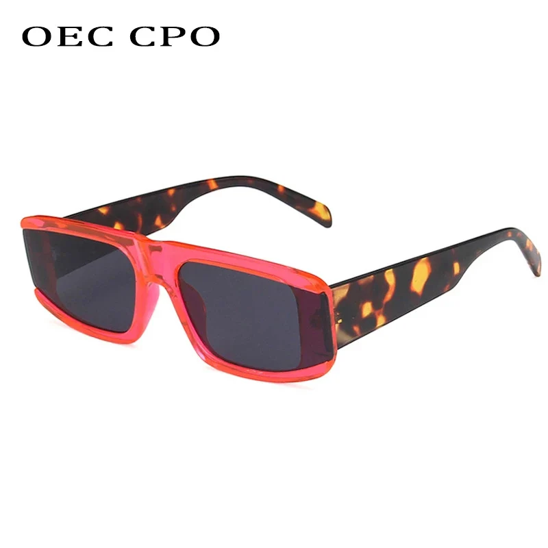 OEC CPO de la Moda Punk Rectángulo de Gafas de sol de las Mujeres de la Vendimia de la Plaza de Gafas de sol de los Hombres Retro Rojo Verde Steampunk Gafas de Tonos UV400 1