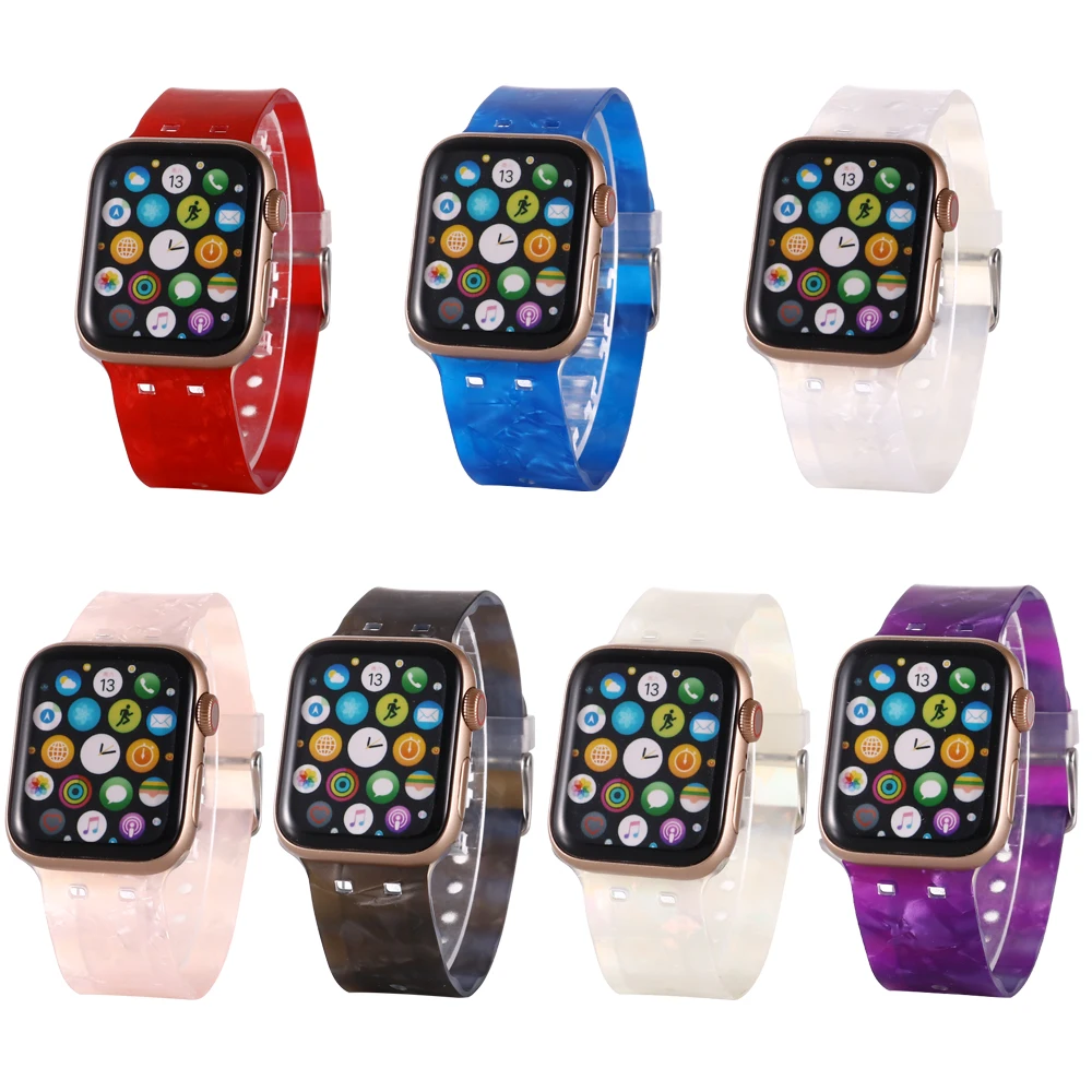 De silicona Reloj Inteligente de la Banda para el Apple Watch Se 6 Correa de 44 40 mm Correa Transparente de Acero para el Iwatch Serie 5 4 3 Correa de reloj 42mm38mm 1