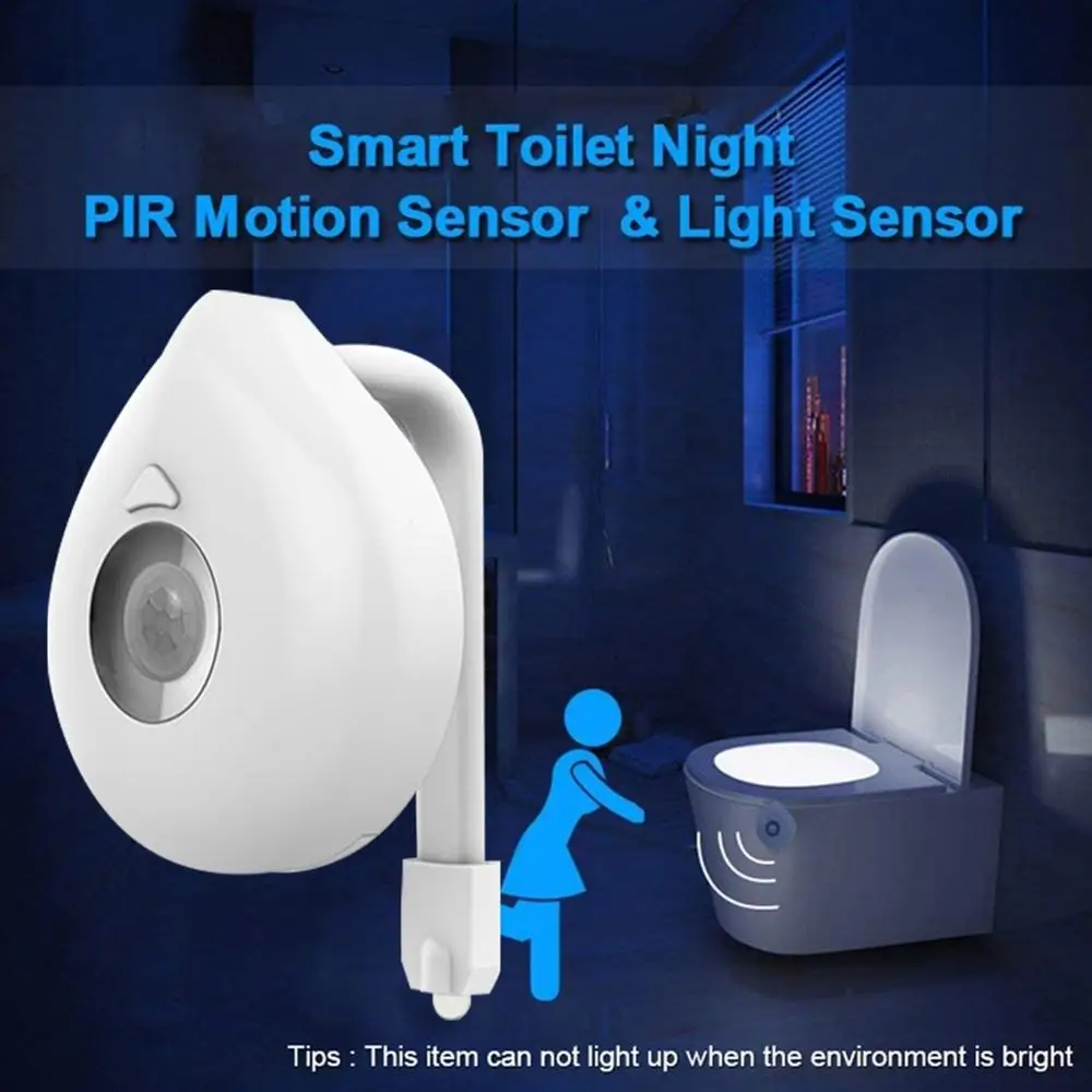 Smart Sensor de Movimiento PIR Asiento de Inodoro Luz de la Noche 8 Colores Impermeable de la luz de fondo De la taza de Inodoro LED Luminaria Lámpara WC WC Luz 1