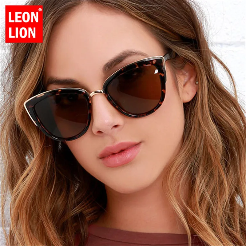 LeonLion 2021 Moda Cateye Gafas de sol de las Mujeres de la Vendimia del Metal Gafas Para Mujer Espejo Retro de Compras Oculos De Sol Feminino UV400 1