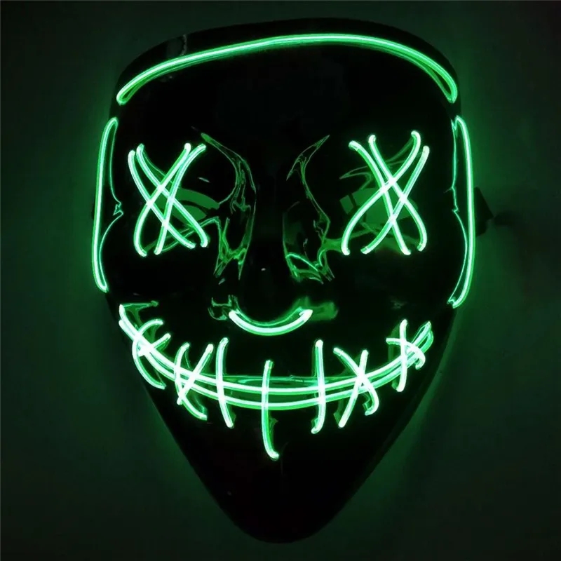 1Pcs de Halloween Máscara de Luz LED de la Fiesta de Máscaras de Neón Maska Cosplay Mascara de Terror Mascarillas Resplandor En la Oscuridad Masque 1