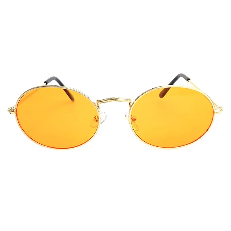 Oval pequeña estructura de Metal Gafas de sol de las Mujeres de la Moda de Oro de Marco Negro Gafas de Sol Rojo Amarillo Azul Negro de la lente de las Gafas 1