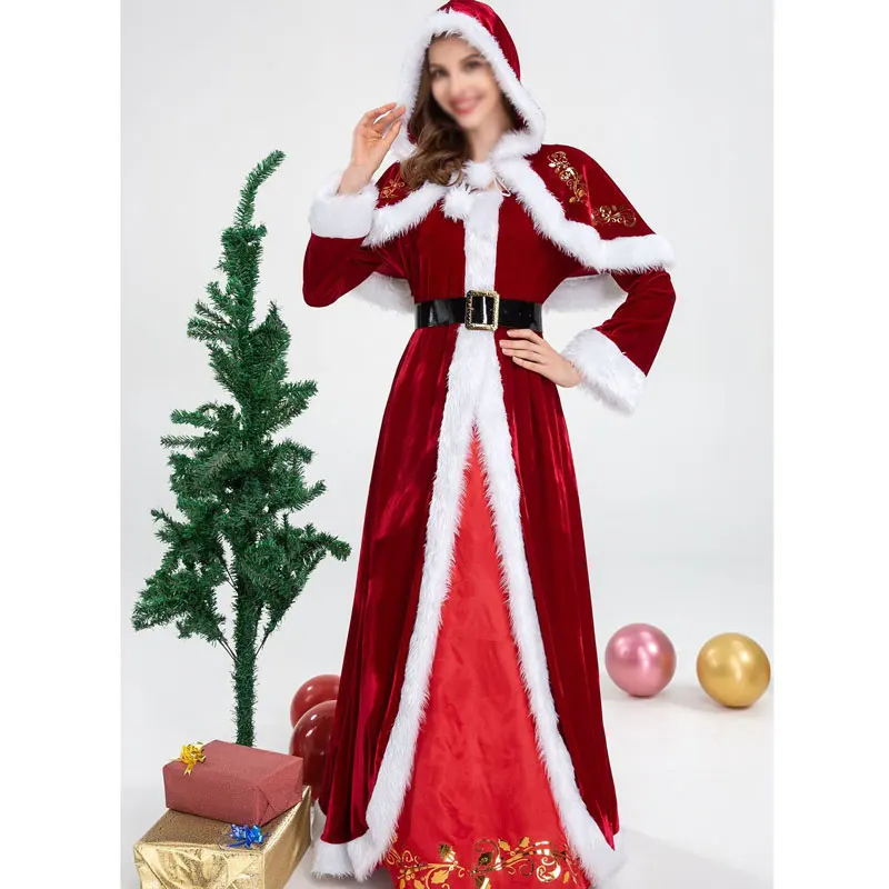 La Navidad La Señora De Santa Claus Traje De Cosplay Adulto De Disfraces Disfraces De Navidad Rojo Chal De Las Mujeres De Invierno De Ropa De Fiesta De Halloween 1