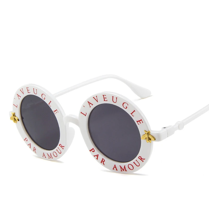 Moda Unisex Ronda Retro Gafas De Sol De Las Mujeres De La Vendimia Gafas Círculo Clásico De La Abeja De La Carta De Gafas De Sol De Los Hombres Tonos Visera Oculos Superior 1