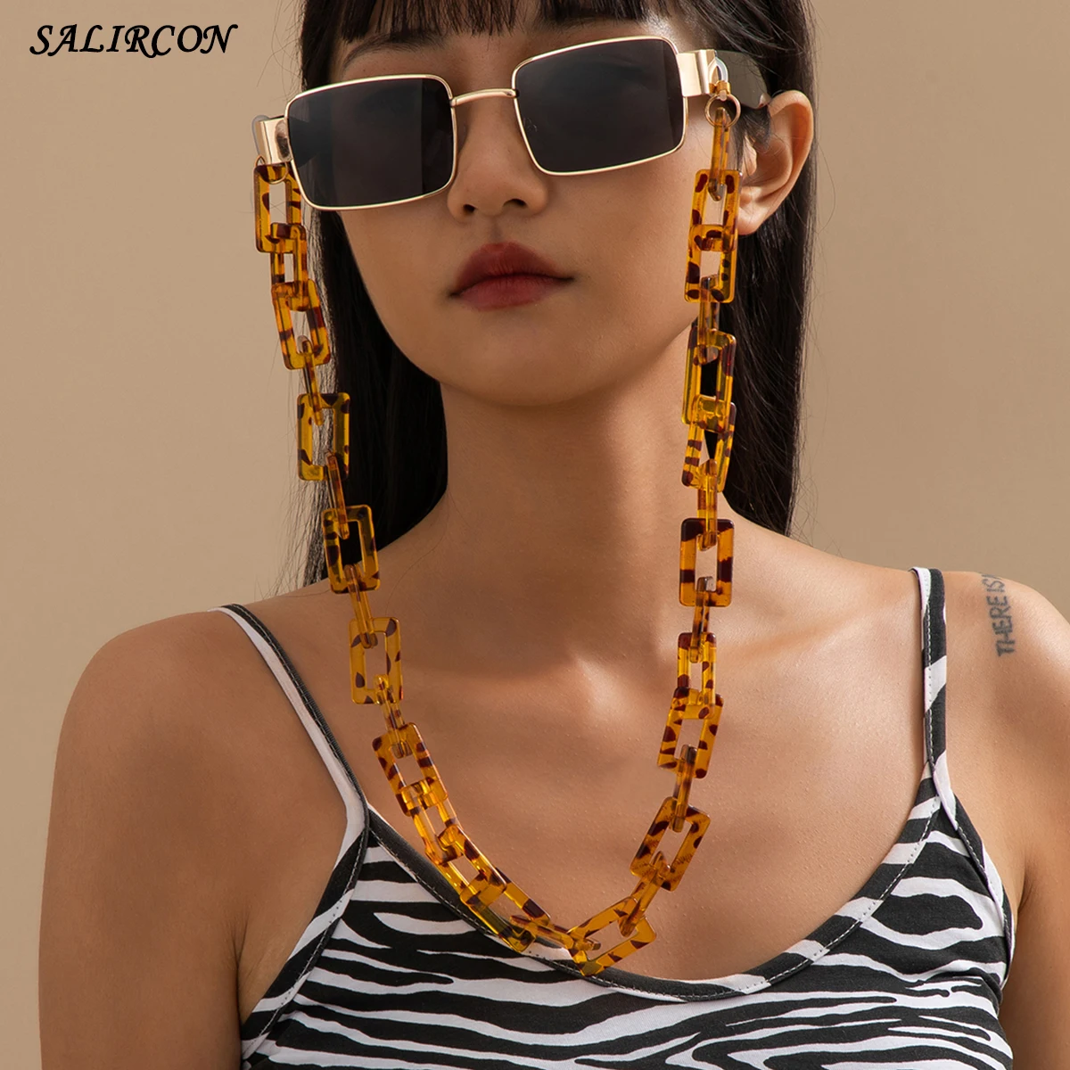 Acrílico de Leopardo de Impresión de Vasos de la Cadena de Correas de soporte de Gafas de sol Cordón gafas de Lectura de la Cadena en el Cuello, Gafas de Accesorios 2021 1