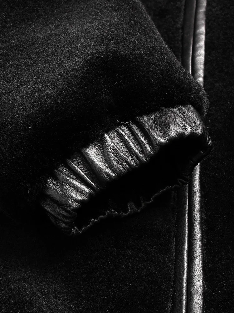 Azazel Esquila de Ovejas Invierno Real Abrigo de Piel de los Hombres Gris Visón de Piel Collar Corto de Cuero de los Hombres de la Chaqueta de Abrigo de Lana de Tamaño Más L13321 KJ829 1