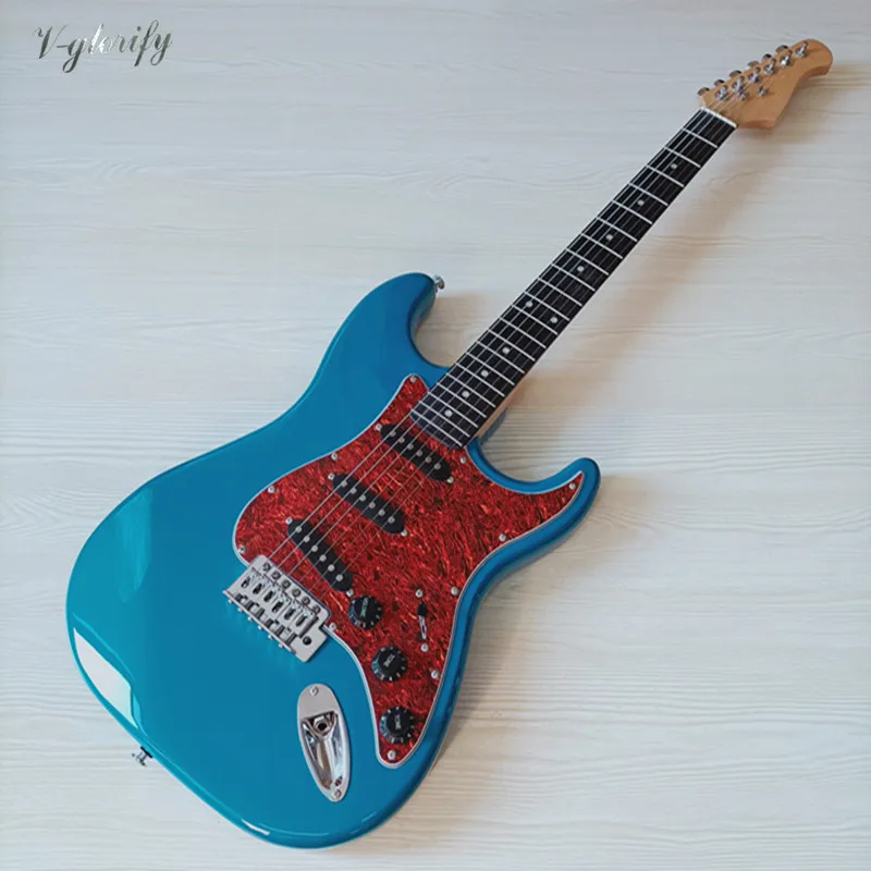 SAN eléctrica cuerpo de basswood guitarra de 39 pulgadas 6 de la cadena azul de alto brillo acabado de la guitarra eléctrica 1