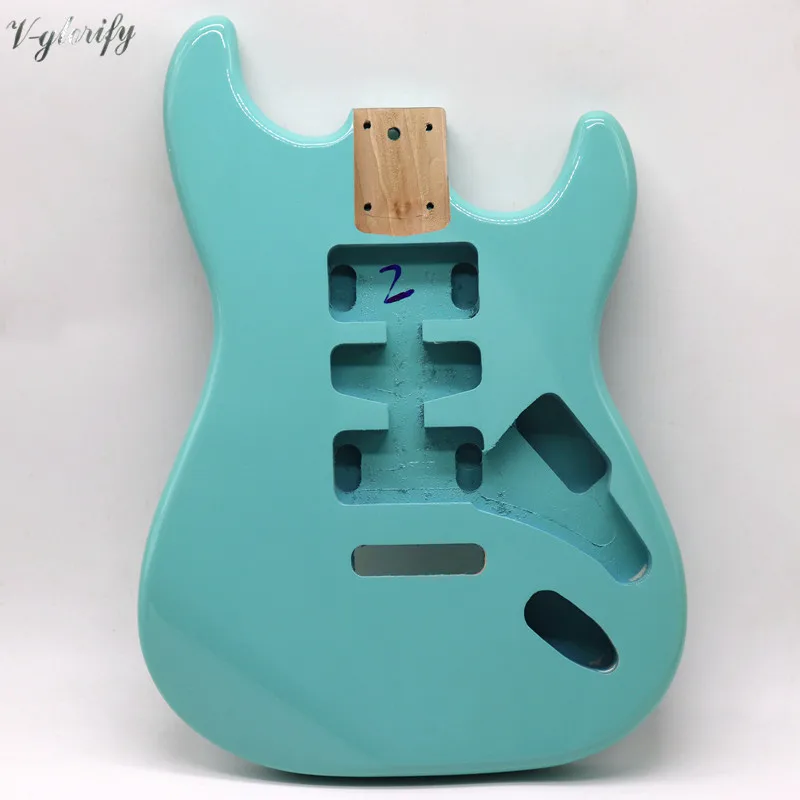 Rojo, verde claro, color sunburst ST guitarra de cuerpo de madera de álamo de SAN guitarra barril 1