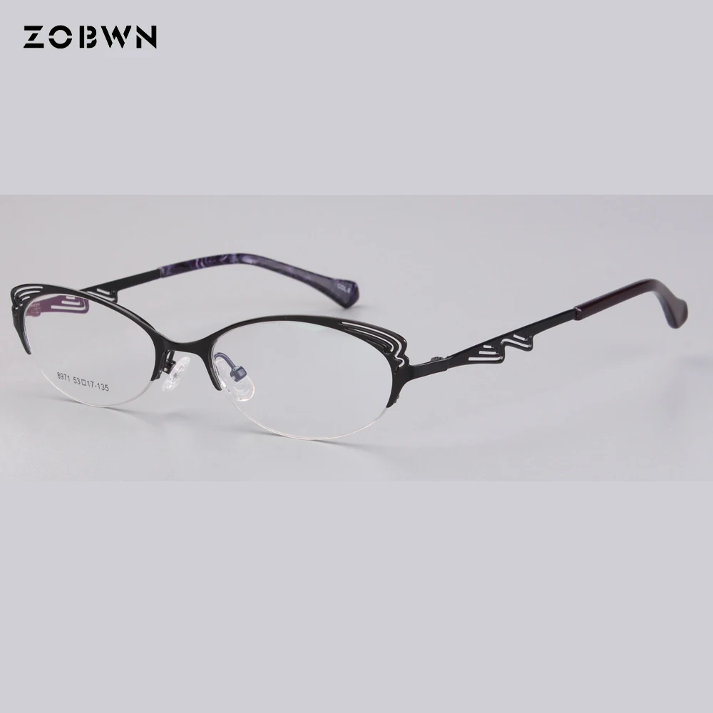 La moda de los Lentes Ópticos mujeres Miopía Gafas señora de Metal Gafas de oculos de grau feminino la forma de la mariposa gato gafa rojo negro 1